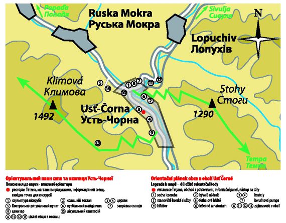 Mapa Usť Čorné, Zakarpatí